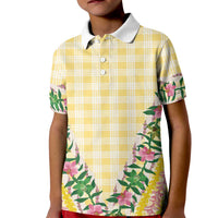 Hawaii Pikake Lokelani Plumeria Lei Kid Polo Shirt Yellow Palaka Motifs