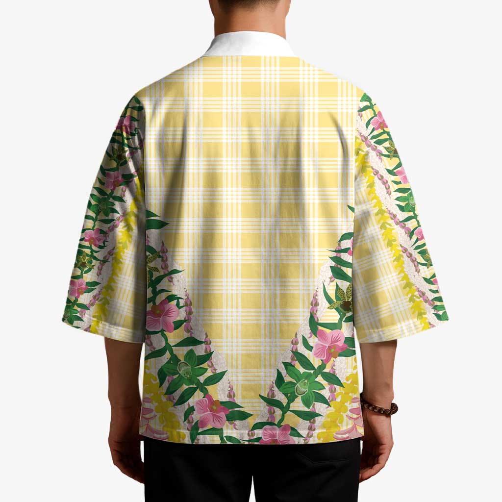Hawaii Pikake Lokelani Plumeria Lei Kimono Yellow Palaka Motifs