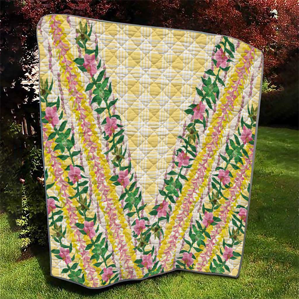 Hawaii Pikake Lokelani Plumeria Lei Quilt Yellow Palaka Motifs