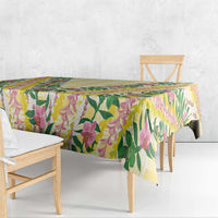 Hawaii Pikake Lokelani Plumeria Lei Tablecloth Yellow Palaka Motifs