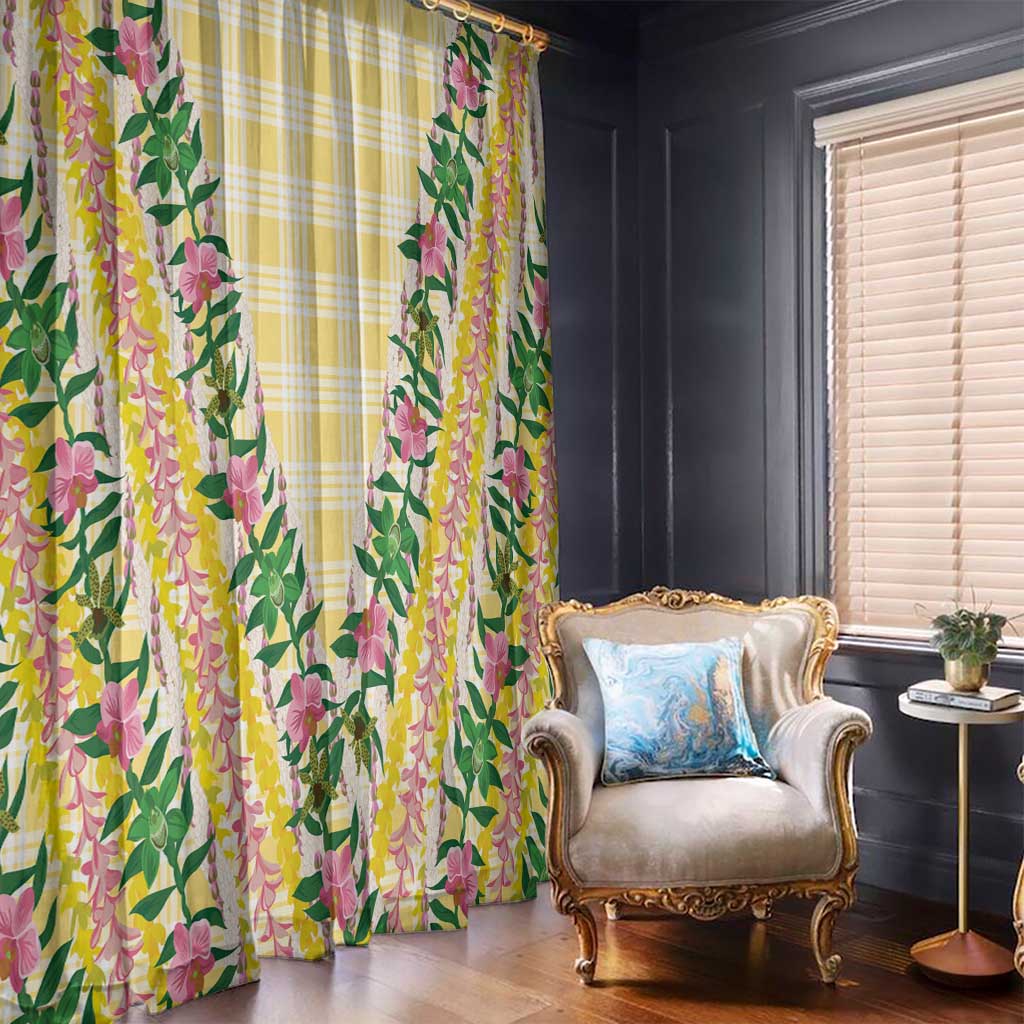Hawaii Pikake Lokelani Plumeria Lei Window Curtain Yellow Palaka Motifs