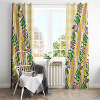 Hawaii Pikake Lokelani Plumeria Lei Window Curtain Yellow Palaka Motifs