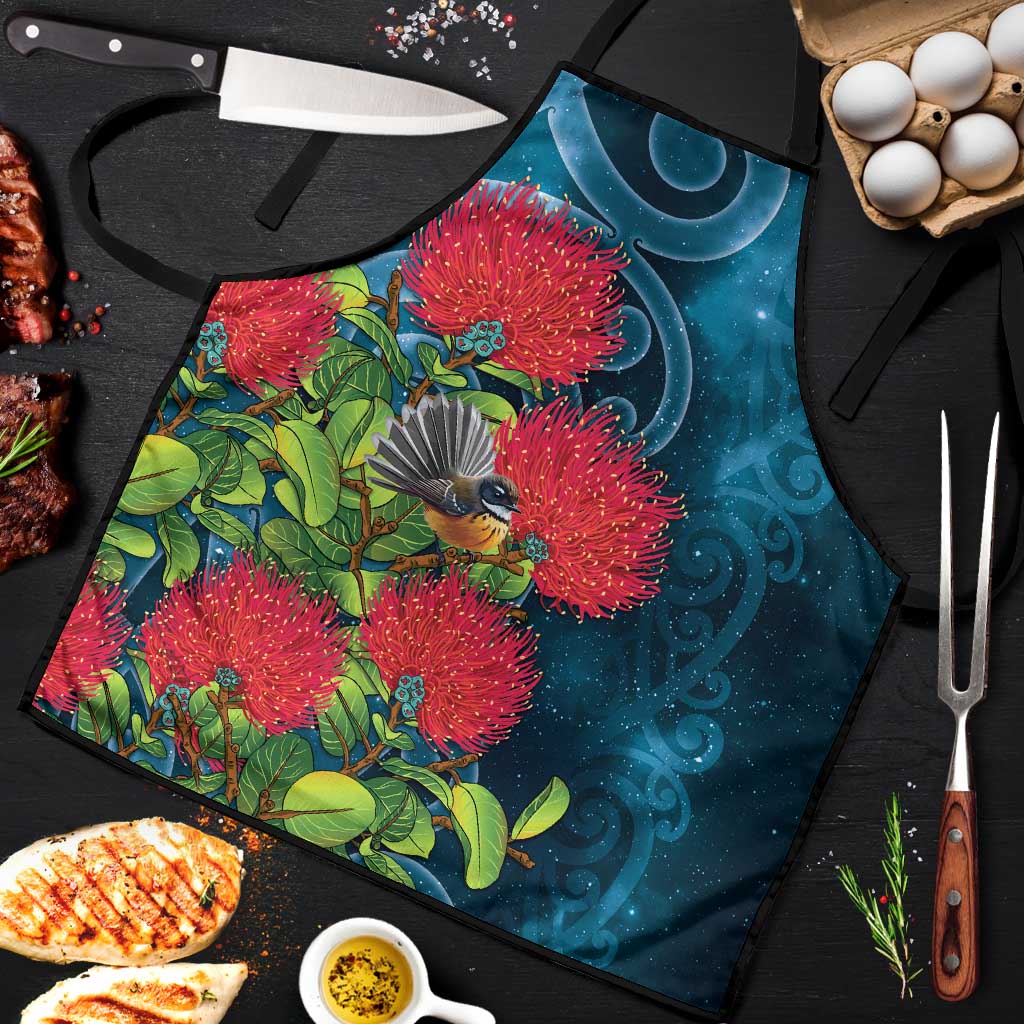 New Zealand Matariki Piwakawaka Apron Maori Koru With Pohutukawa Flowers