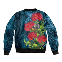 New Zealand Matariki Piwakawaka Bomber Jacket Maori Koru With Pohutukawa Flowers