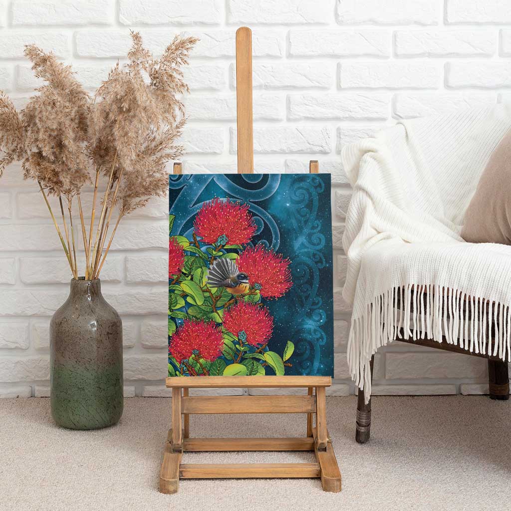 New Zealand Matariki Piwakawaka Canvas Wall Art Maori Koru With Pohutukawa Flowers