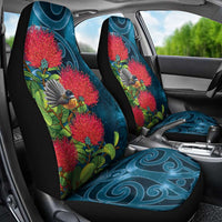 New Zealand Matariki Piwakawaka Car Seat Cover Maori Koru With Pohutukawa Flowers LT05 - Polynesian Pride