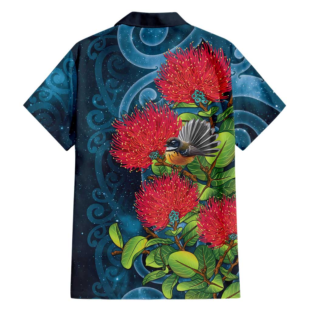 New Zealand Matariki Piwakawaka Family Matching Puletasi and Hawaiian Shirt Maori Koru With Pohutukawa Flowers LT05 - Polynesian Pride