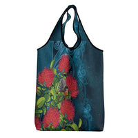 New Zealand Matariki Piwakawaka Grocery Bag Maori Koru With Pohutukawa Flowers