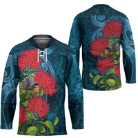 New Zealand Matariki Piwakawaka Hockey Jersey Maori Koru With Pohutukawa Flowers LT05 - Polynesian Pride