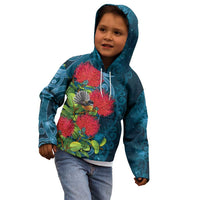 New Zealand Matariki Piwakawaka Kid Hoodie Maori Koru With Pohutukawa Flowers LT05 - Polynesian Pride