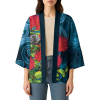 New Zealand Matariki Piwakawaka Kimono Maori Koru With Pohutukawa Flowers