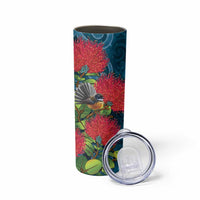 New Zealand Matariki Piwakawaka Skinny Tumbler Maori Koru With Pohutukawa Flowers LT05 - Polynesian Pride