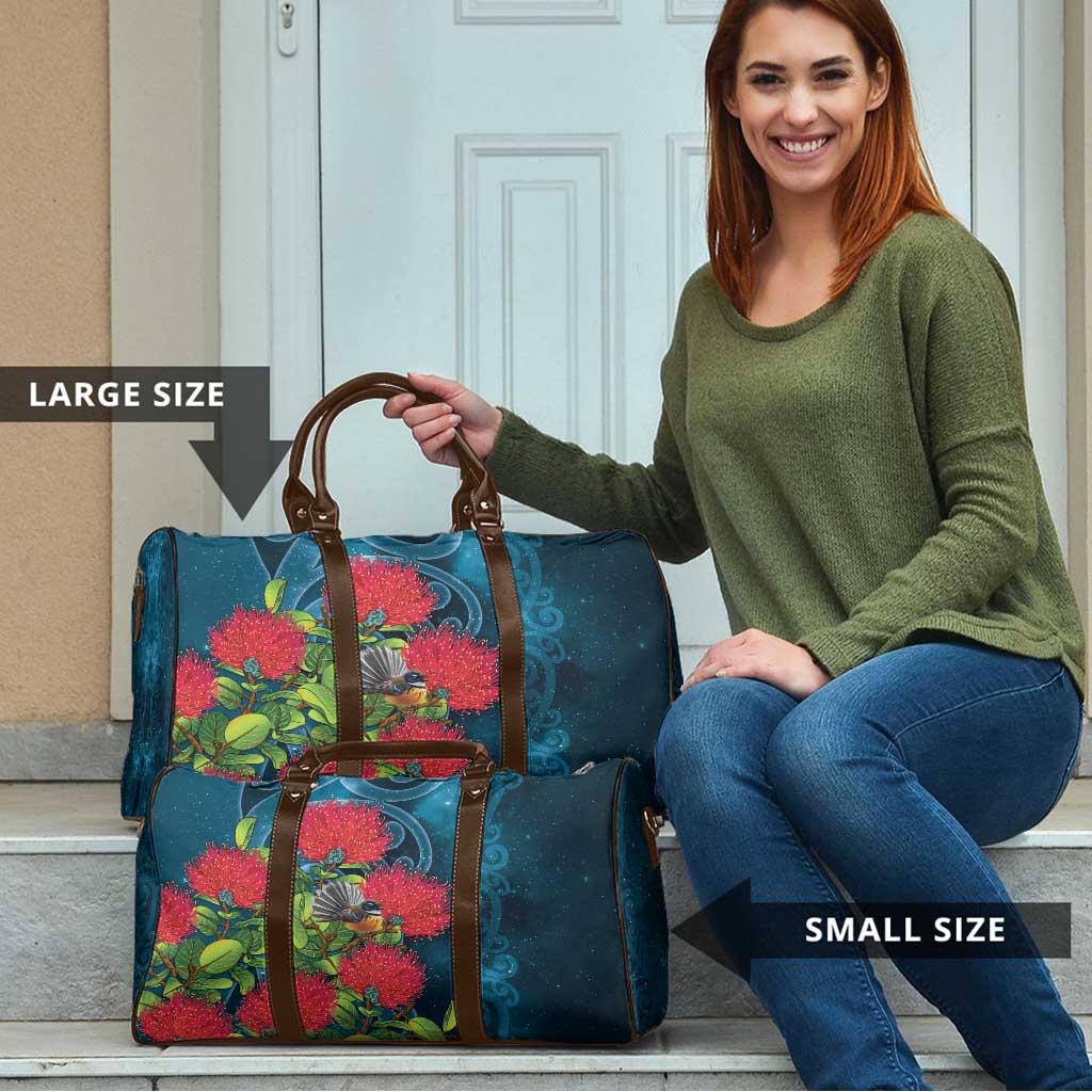 New Zealand Matariki Piwakawaka Travel Bag Maori Koru With Pohutukawa Flowers LT05 - Polynesian Pride