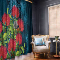 New Zealand Matariki Piwakawaka Window Curtain Maori Koru With Pohutukawa Flowers