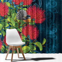 New Zealand Matariki Piwakawaka Window Curtain Maori Koru With Pohutukawa Flowers