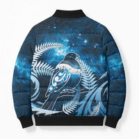 New Zealand Matariki Bomber Puffer Jacket Pigeon Kereru Maori Fern Art