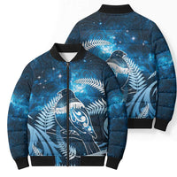 New Zealand Matariki Bomber Puffer Jacket Pigeon Kereru Maori Fern Art
