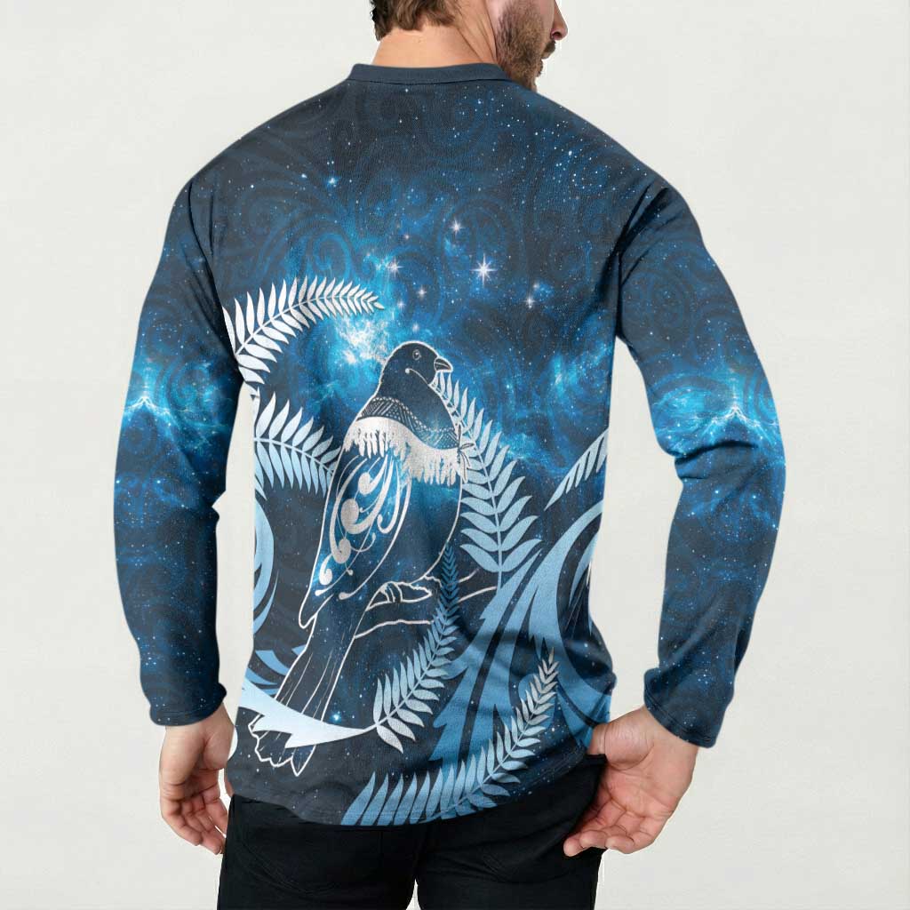 New Zealand Matariki Button Sweatshirt Pigeon Kereru Maori Fern Art