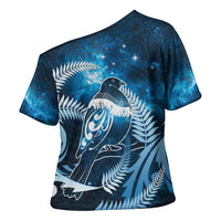 New Zealand Matariki Cross Shoulder Shirt Pigeon Kereru Maori Fern Art LT05 - Polynesian Pride