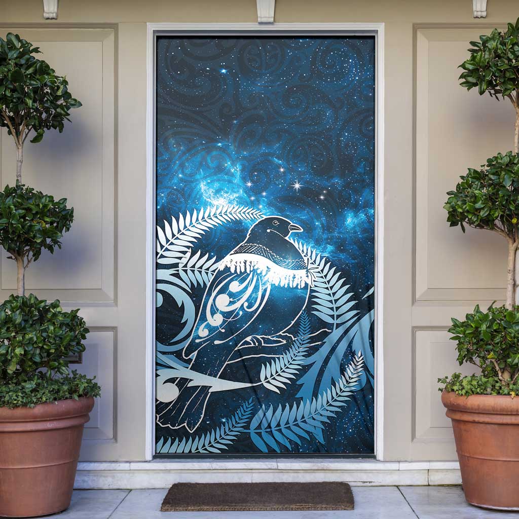 New Zealand Matariki Door Cover Pigeon Kereru Maori Fern Art LT05 Blue - Polynesian Pride