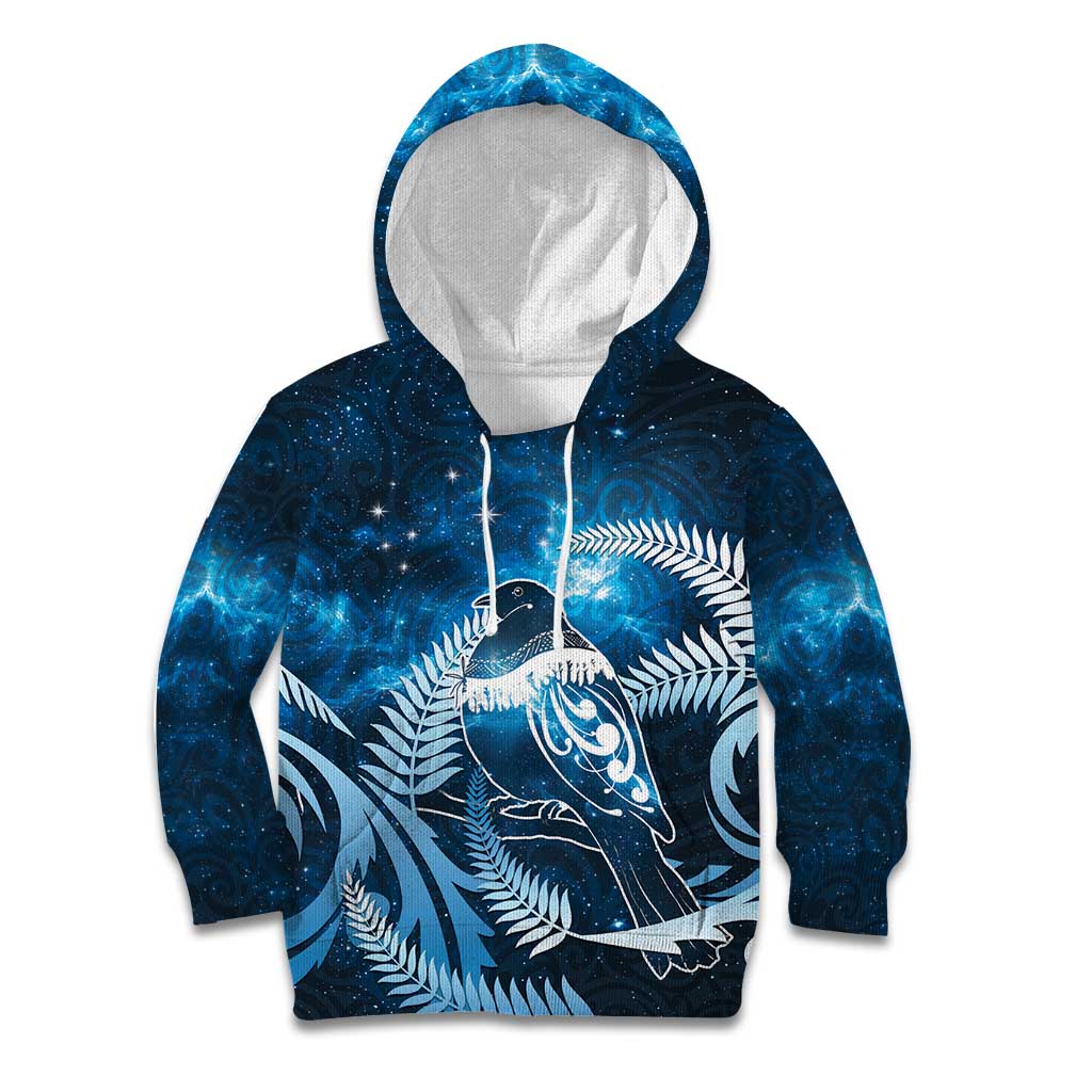 New Zealand Matariki Kid Hoodie Pigeon Kereru Maori Fern Art