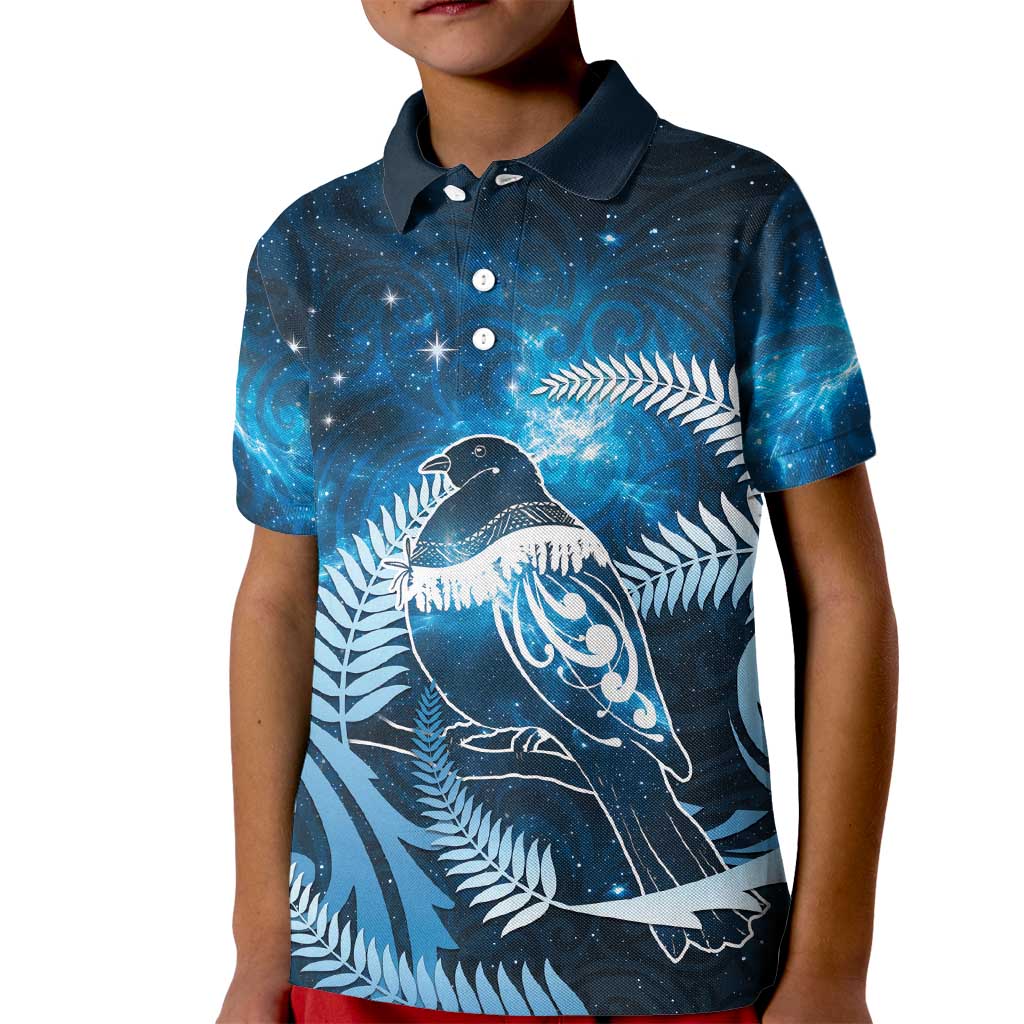 New Zealand Matariki Kid Polo Shirt Pigeon Kereru Maori Fern Art