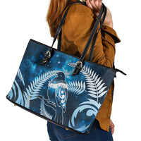 New Zealand Matariki Leather Tote Bag Pigeon Kereru Maori Fern Art