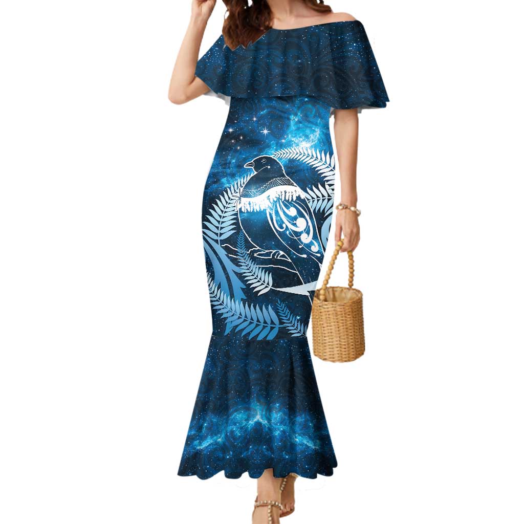 New Zealand Matariki Mermaid Dress Pigeon Kereru Maori Fern Art