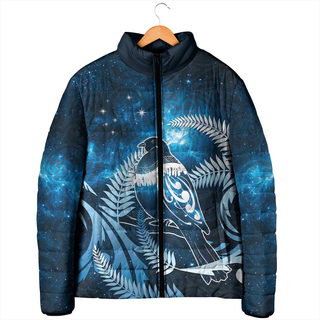 New Zealand Matariki Padded Jacket Pigeon Kereru Maori Fern Art