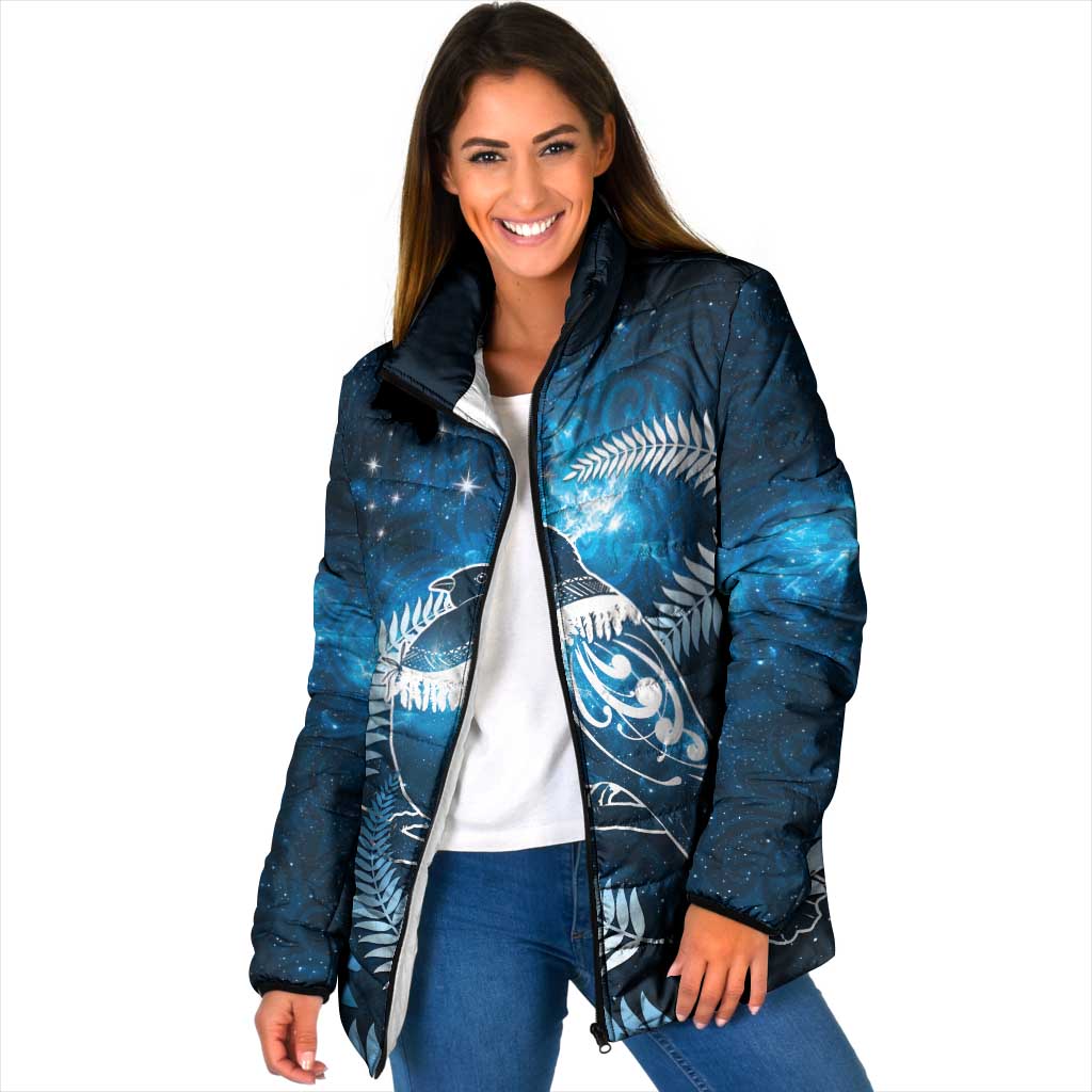 New Zealand Matariki Padded Jacket Pigeon Kereru Maori Fern Art