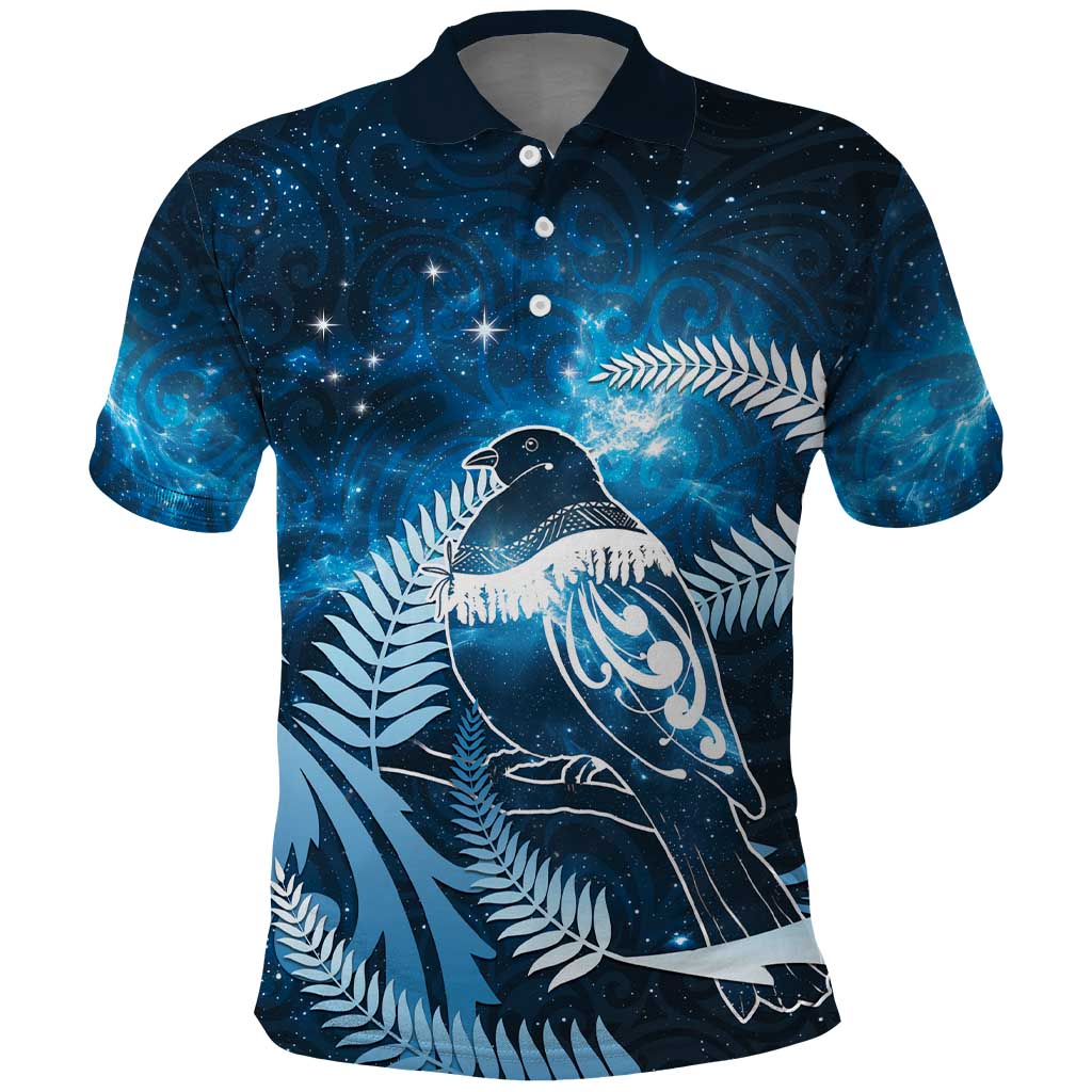 New Zealand Matariki Polo Shirt Pigeon Kereru Maori Fern Art LT05 Blue - Polynesian Pride