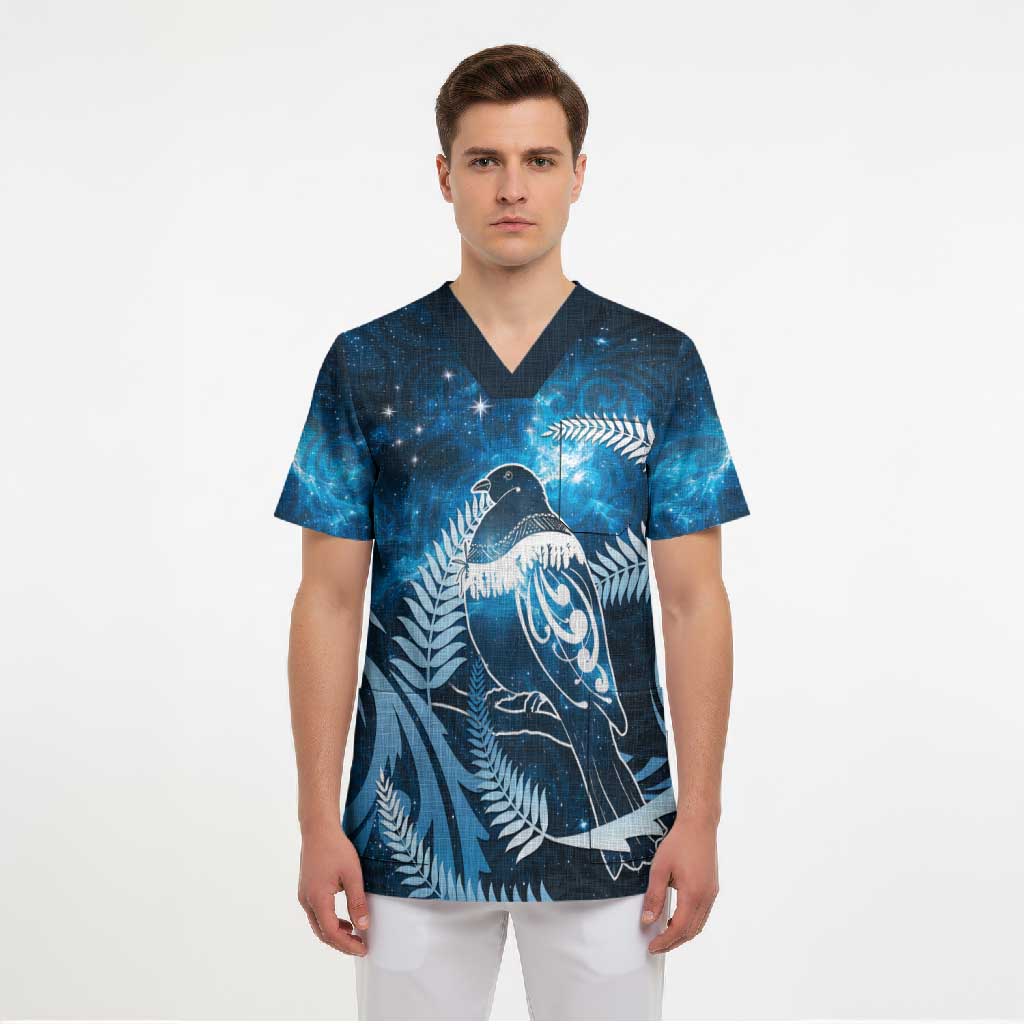New Zealand Matariki Scrub Top Pigeon Kereru Maori Fern Art