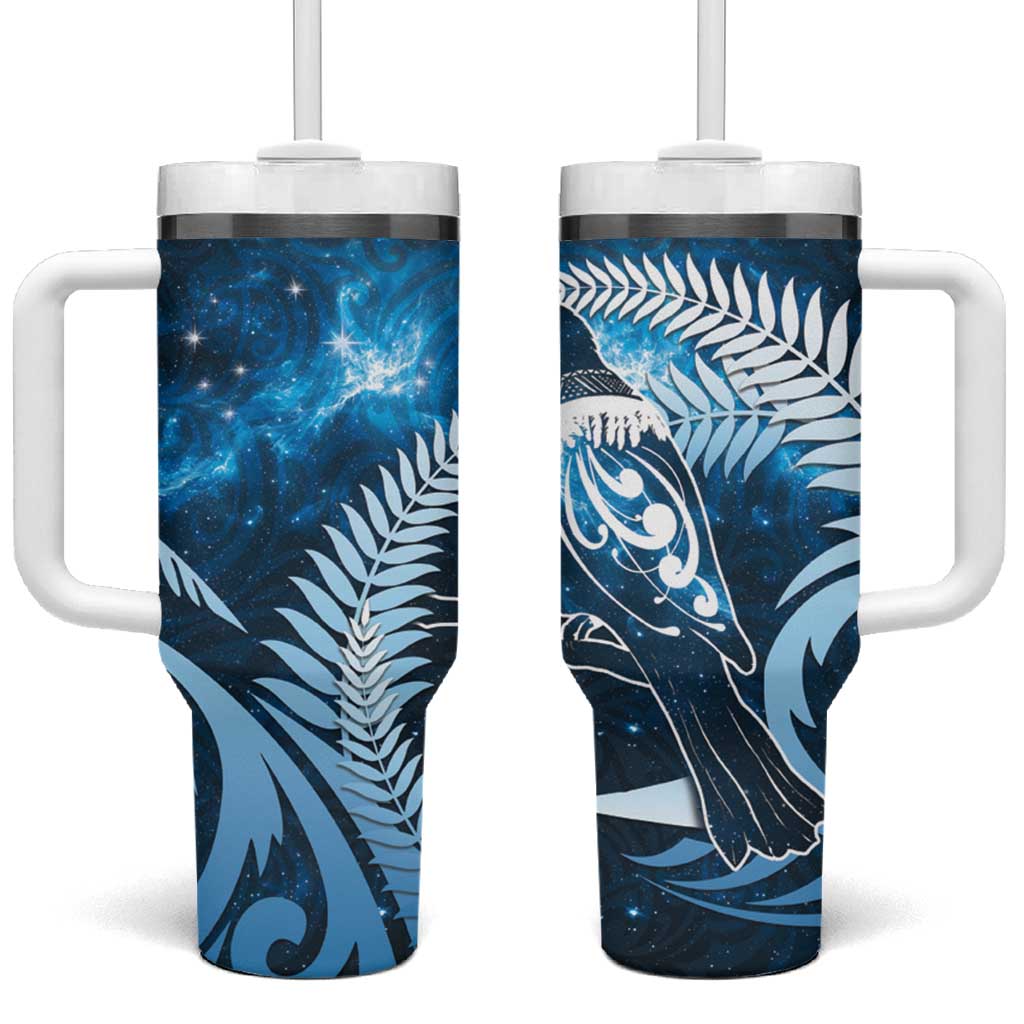 New Zealand Matariki Tumbler With Handle Pigeon Kereru Maori Fern Art LT05 One Size: 40 oz Blue - Polynesian Pride
