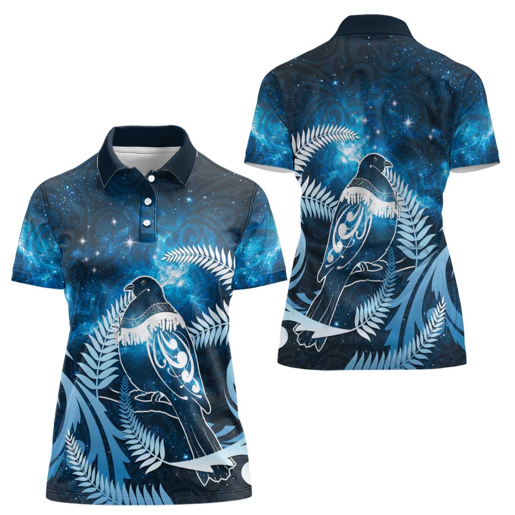 New Zealand Matariki Women Polo Shirt Pigeon Kereru Maori Fern Art LT05 - Polynesian Pride