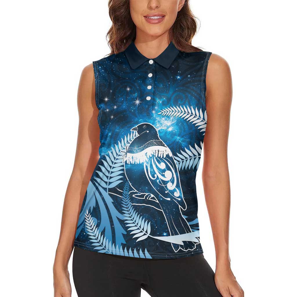 New Zealand Matariki Women Sleeveless Polo Shirt Pigeon Kereru Maori Fern Art LT05 - Polynesian Pride