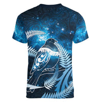 New Zealand Matariki Women V-Neck T-Shirt Pigeon Kereru Maori Fern Art LT05 - Polynesian Pride