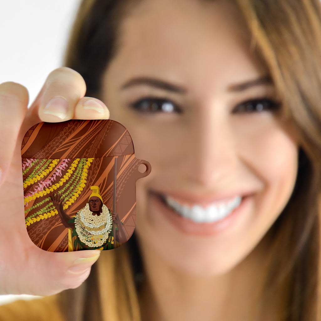 Hawaii King Kamehameha AirPods Case Hawaiian Kakau Pattern With Leis