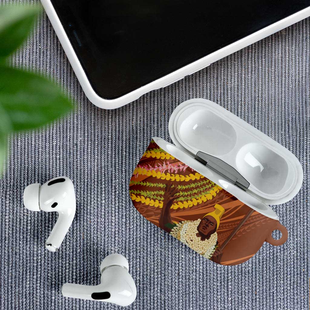 Hawaii King Kamehameha AirPods Case Hawaiian Kakau Pattern With Leis