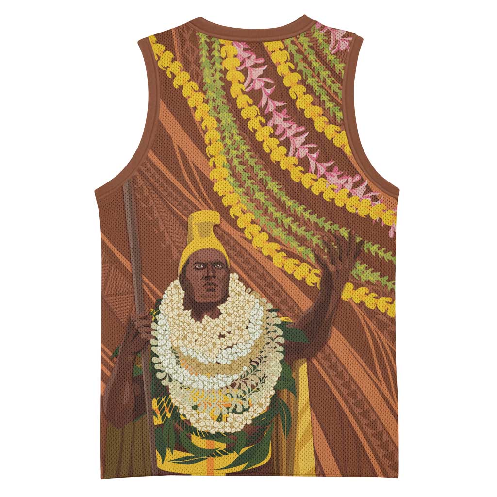 Hawaii King Kamehameha Basketball Jersey Hawaiian Kakau Pattern With Leis