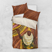 Hawaii King Kamehameha Bedding Set Hawaiian Kakau Pattern With Leis