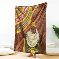 Hawaii King Kamehameha Blanket Hawaiian Kakau Pattern With Leis