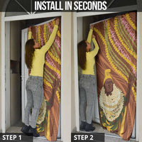 Hawaii King Kamehameha Door Cover Hawaiian Kakau Pattern With Leis