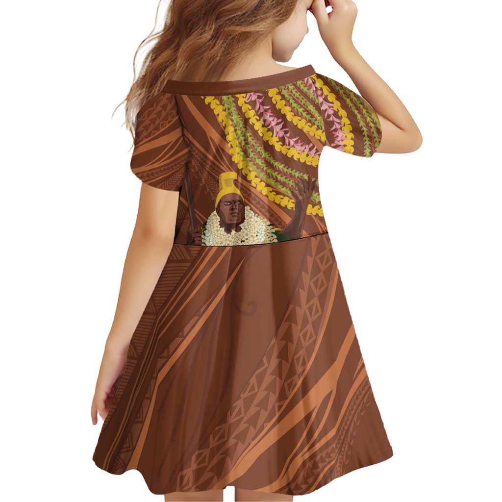 Hawaii King Kamehameha Family Matching Off Shoulder Short Dress and Hawaiian Shirt Hawaiian Kakau Pattern With Leis LT05 - Polynesian Pride