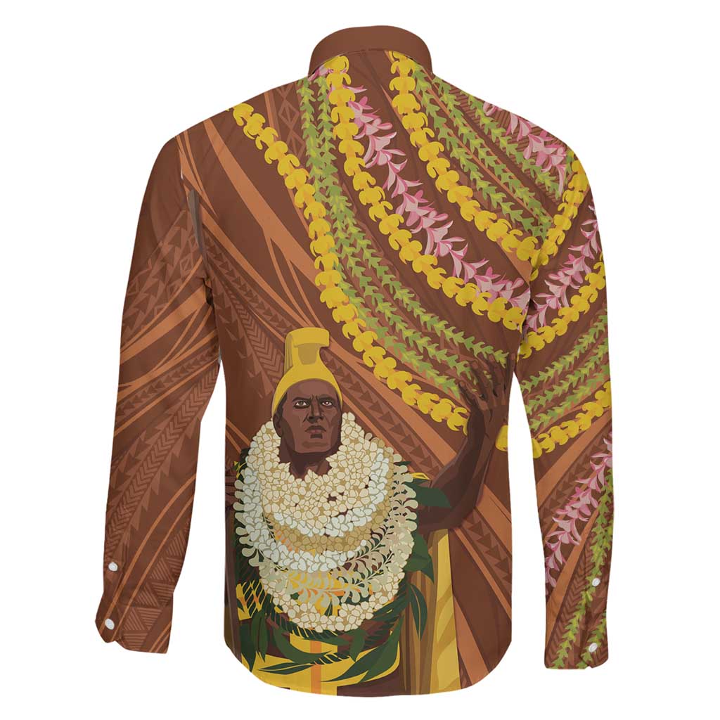 Hawaii King Kamehameha Family Matching Summer Maxi Dress and Hawaiian Shirt Hawaiian Kakau Pattern With Leis