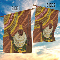 Hawaii King Kamehameha Garden Flag Hawaiian Kakau Pattern With Leis