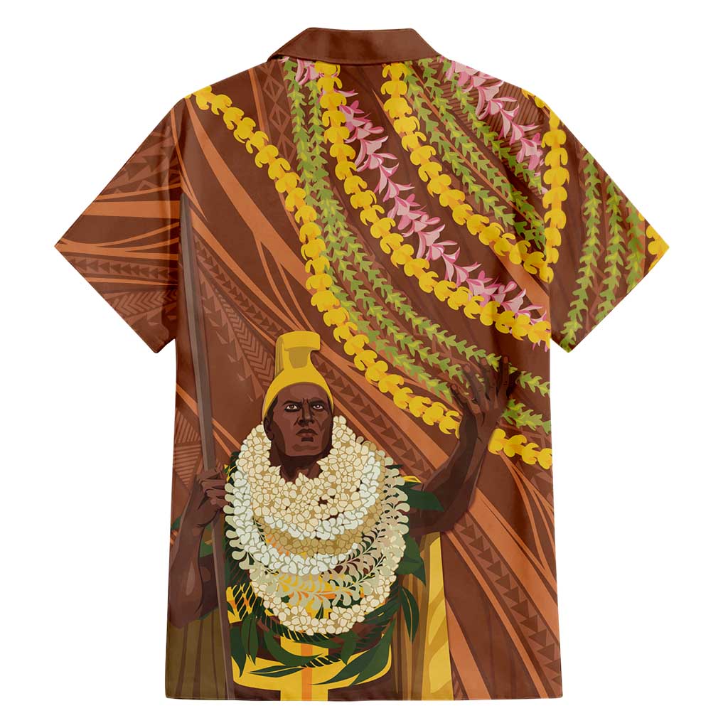 Hawaii King Kamehameha Hawaiian Shirt Hawaiian Kakau Pattern With Leis