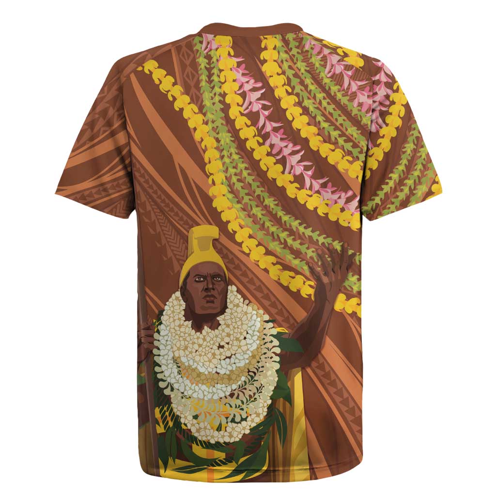 Hawaii King Kamehameha Rugby Jersey Hawaiian Kakau Pattern With Leis