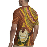 Hawaii King Kamehameha Rugby Jersey Hawaiian Kakau Pattern With Leis
