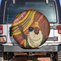 Hawaii King Kamehameha Spare Tire Cover Hawaiian Kakau Pattern With Leis