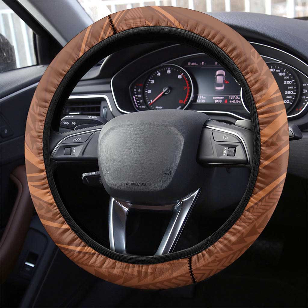 Hawaii King Kamehameha Steering Wheel Cover Hawaiian Kakau Pattern With Leis